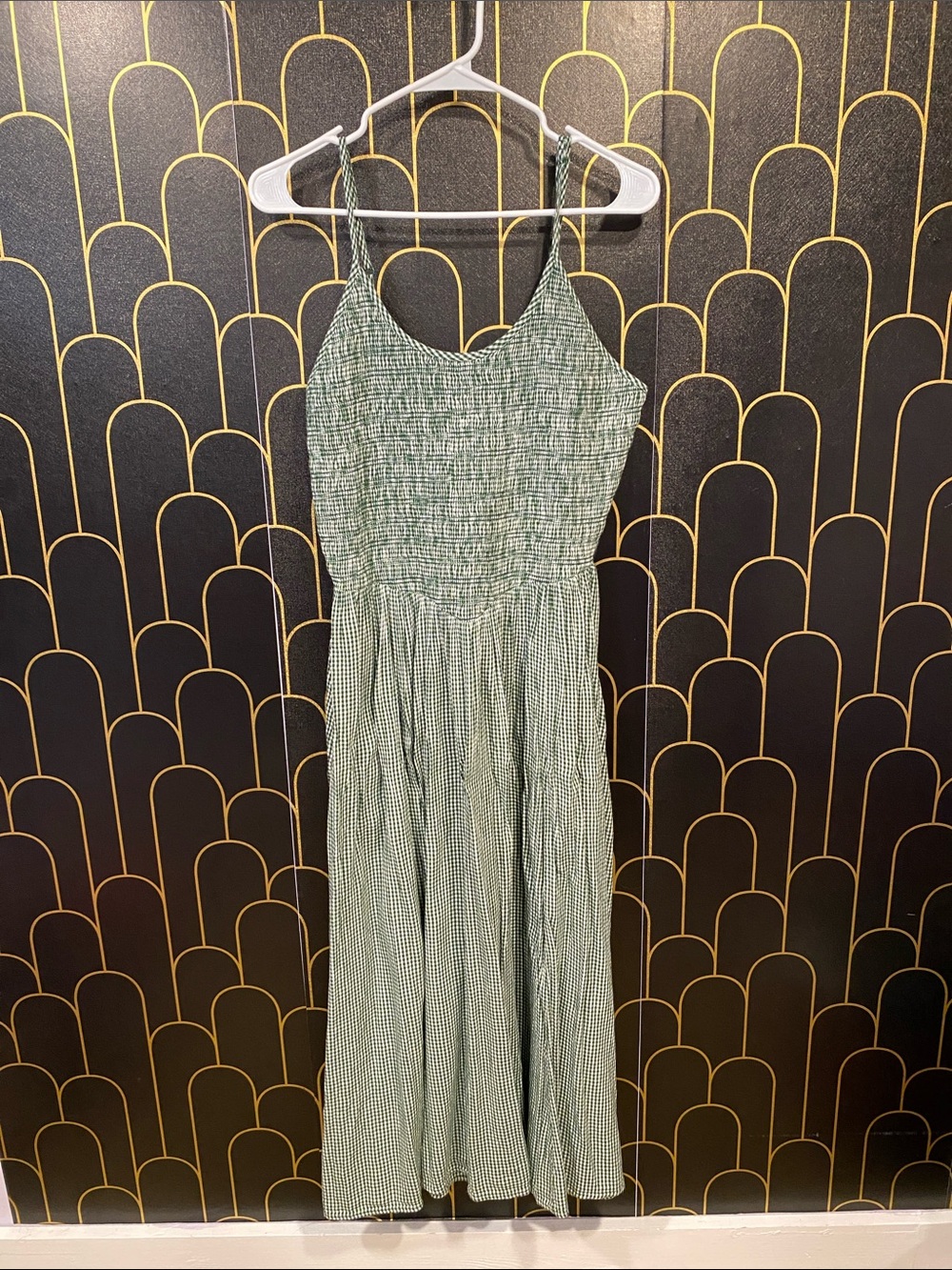 New aerie green gingham dress size large